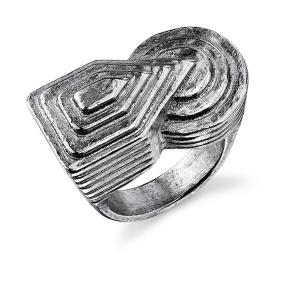 LOW LUV x Erin Wasson antiqued silver *Deco* boho statement ring 6